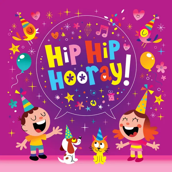 Hip Hip Hooray Feliz Cumpleaños Diseño Celebración — Vector de stock
