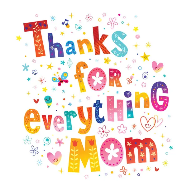 Ευχαριστώ Για Όλα Μαμά Ημέρα Της Μητέρας Ευχετήρια Κάρτα — Διανυσματικό Αρχείο