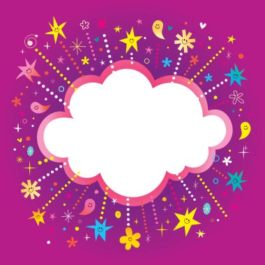 Mutlu eğlence patlamaları kopyalama alanı ile pankart çerçevesi