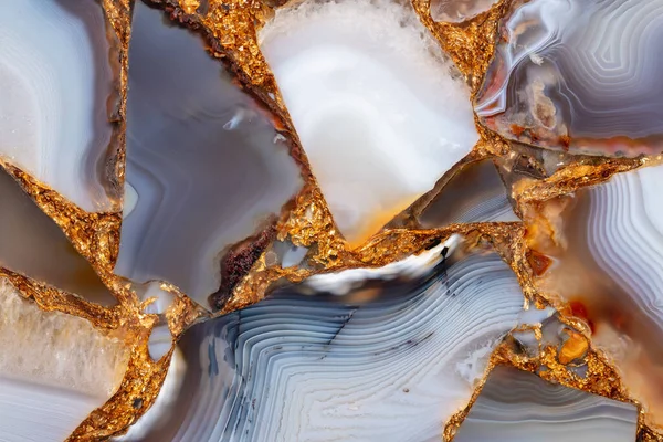 Agate Grey Semi Precious Texture Gold Leaf Luxury Interior Other — Stock Photo, Image