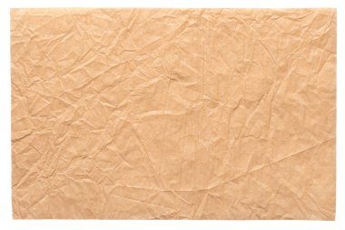 Yeni yaratıcı çalışmanız için izole edilmiş buruşuk kağıt dokusu, bej rengi arka plan.