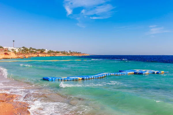 Sonniger Urlaubsstrand Mit Palmen Ufer Des Roten Meeres Sharm Sheikh — Stockfoto