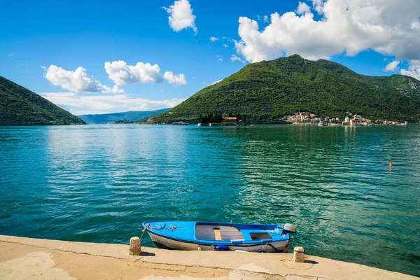 Pelabuhan Dan Perahu Teluk Boka Kotor Boka Kotorska Montenegro Eropa — Stok Foto