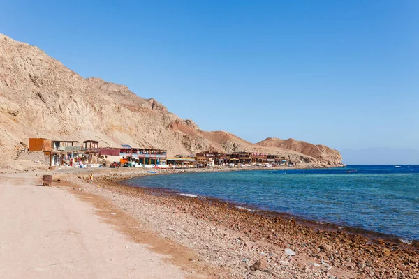 Playa Soleada Costa Del Mar Rojo Dahab Sinaí Egipto Asia — Foto de Stock