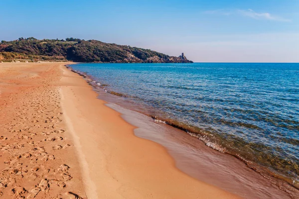 Panoramiczny Krajobraz Morza Plaży Pobliżu Gaeta Lazio Włochy Ładna Piaszczysta — Zdjęcie stockowe