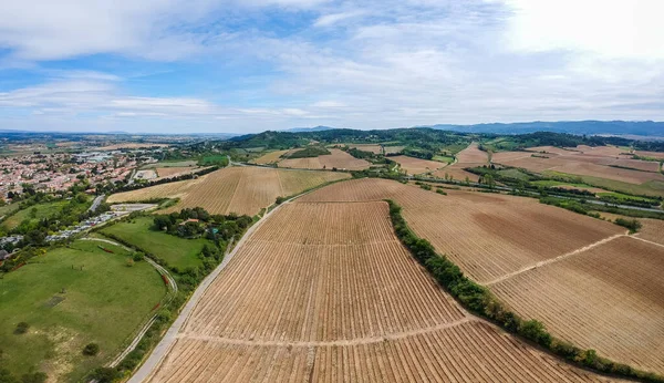 stock image French ancient town Carcassonne panoramic view. Old castle with high stone walls. Famous tourist destionation in France, South Europe.