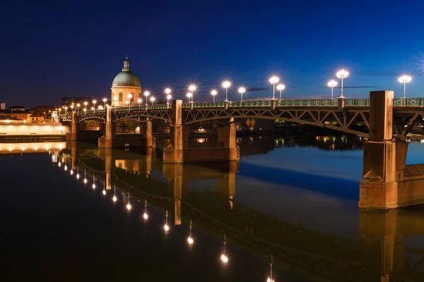 French Ancient Town Toulouse Garonne River Panoramic Night View Toulouse — Stock Photo, Image