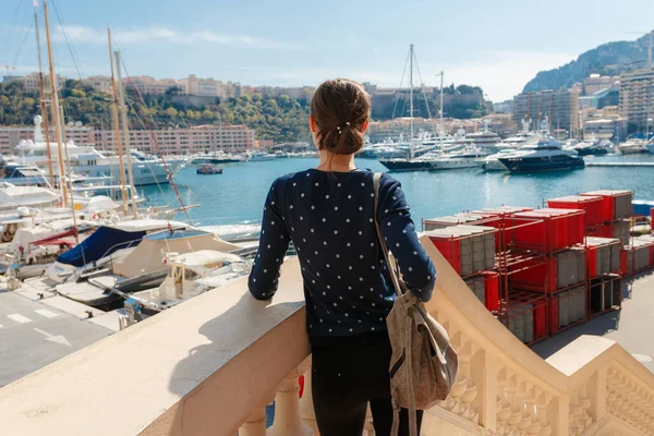 Turistka Monaku Jižní Evropě Pěkné Město Luxusní Resort Riviéře Slavná — Stock fotografie