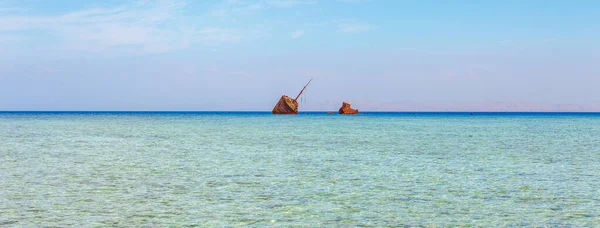 Red Sea Coast Reef Wrecked Ship Nabq National Park Famous — Stock Photo, Image
