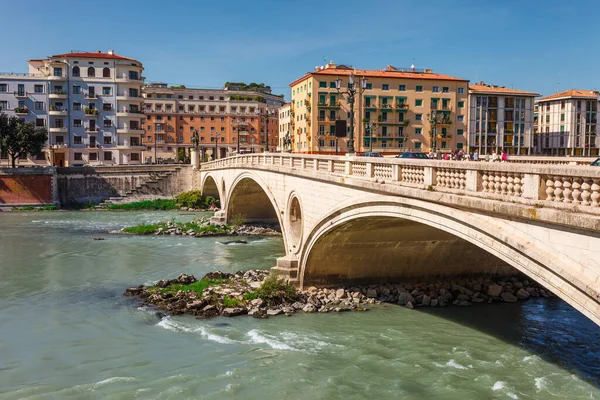 Panoramautsikt Över Staden Verona Historiska Centrum Bro Och Adige Floden — Stockfoto