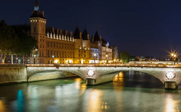 Noční Panoramatická Panoramatická Krajina Řeky Seiny Paříže Francie Evropa Seine — Stock fotografie