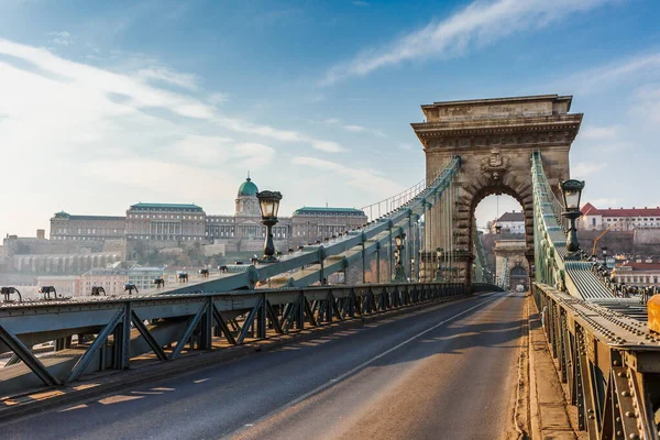Panorama Cityscape Famous Tourist Destination Budapest Danube Bridges Travel Landscape — Stock Photo, Image