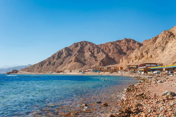 Praia Resort Ensolarado Costa Mar Vermelho Dahab Sinai Egito Ásia Fotografias De Stock Royalty-Free