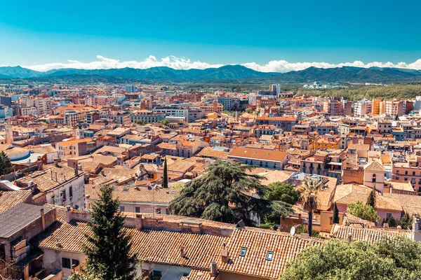 Top Bovenaanzicht Van Girona Catalonië Spanje Schilderachtige Kleurrijke Oude Stad — Stockfoto