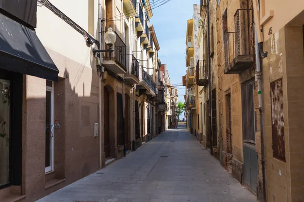 Улица Калелье Каталонии Испания Недалеко Барселоны Живописный Старый Город Песчаным Стоковое Фото