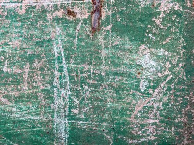 Kapalı paslı grunge metal yüzey beyaz yeşil boya ve çizikler