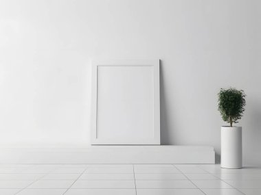 Minimalist bir arkaplan ve metin için yeri olan boş bir maket şablonu. Bu resim, logo tasarımlarını, marka kavramlarını veya ürün ambalajlarını temiz ve modern bir ortamda sergilemek isteyen tasarımcılar için idealdir..