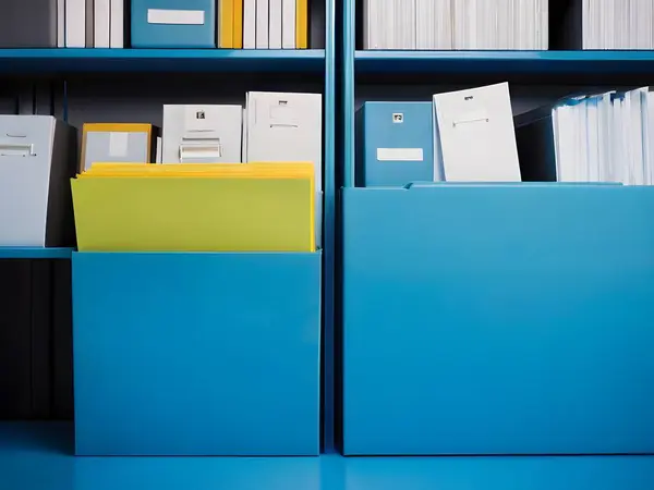 File or folder against a plain backdrop with room for additional text. Highlight the importance of organization and efficiency in managing documents and files.