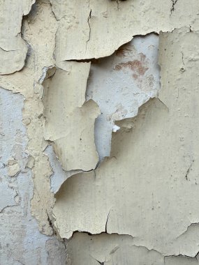 Duvar kabuk soyma boyasıyla kaplı ve pürüzlü bir dokusu var. Çürüme ve ihmal kavramı