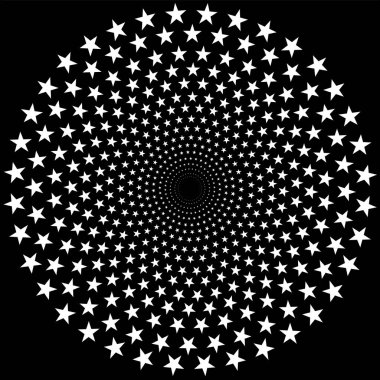 Black background with white stars in perspective. Illustration of a night motif with a pattern of stars in vector and jpg format.