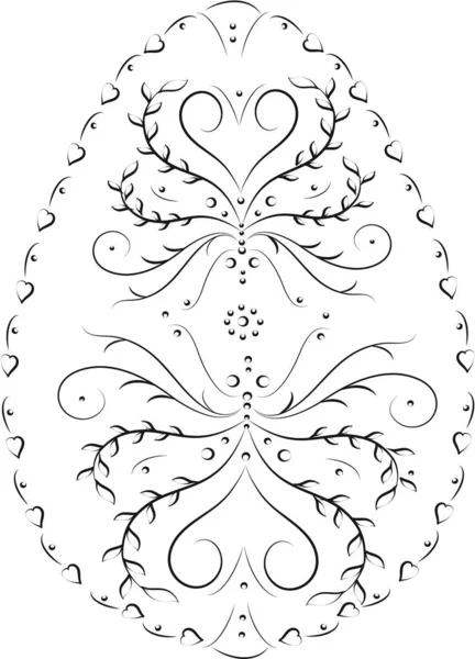 イースターだ イースター観賞用の花卵 装飾的な手描きの卵 黒の装飾モチーフ — ストック写真