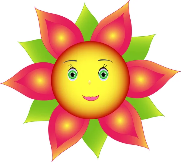 Illustration Sunshine Sunflower Flower Blooming Brightly Sunflower Emoticon Object Png — Stock Vector