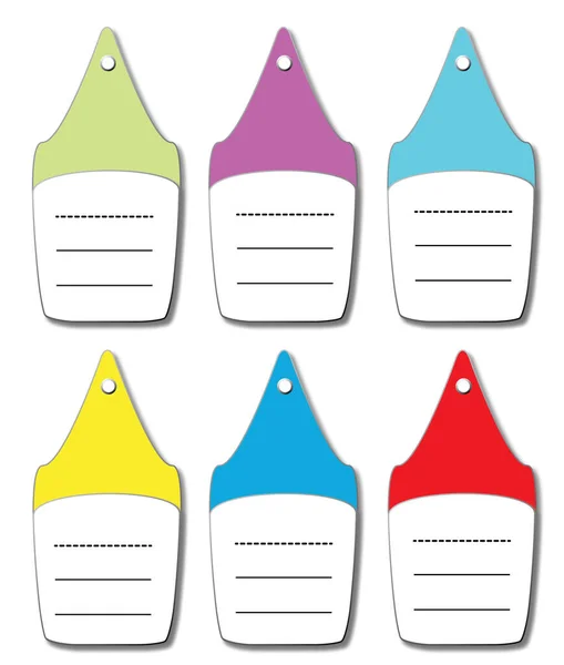 Reeks Blanco Tags Met Regels Verzameling Van Dezelfde Kleurrijke Etiketten — Stockvector