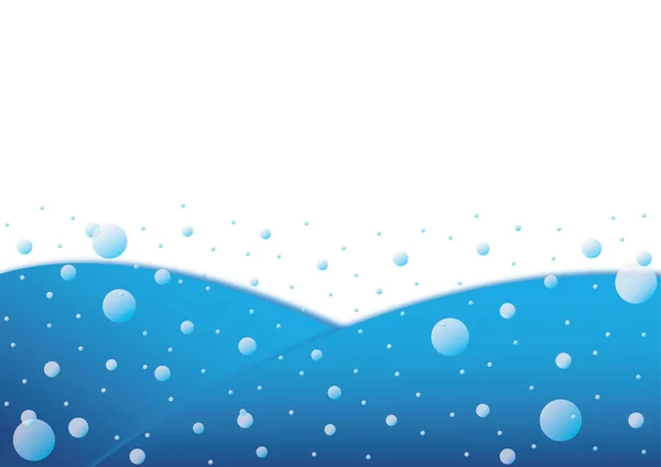 Blå Vatten Tema Med Blå Gnistrande Bubblor Och Ram Bubbelmönster — Stock vektor
