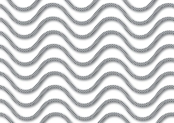 Tvůrčí Vlnité Černobílé Tapety Pozadí Opakovanými Vlnami Roztroušenými Tečkami Půl — Stockový vektor