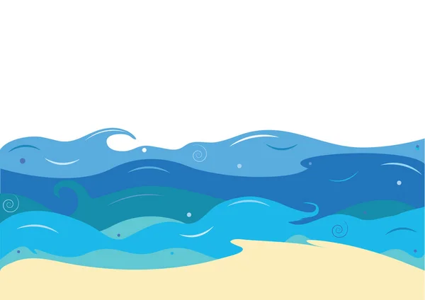 Strand Und Blaue Wellen Vektor Abstraktes Banner Mit Wasserwellen Eine — Stockvektor
