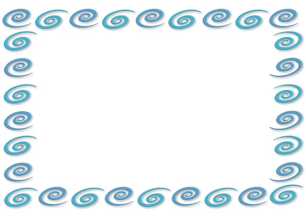 Niebieski Wzór Spiralny Cieniem Odizolowany Ilustracja Ramki Brzegiem Spirali Wodnych — Wektor stockowy
