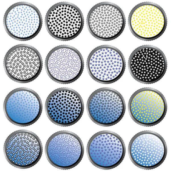 Set Patterned Buttons Shaped Edge Set Buttons Decorative Star Pattern — Stock Vector