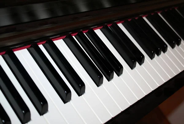 Piano Keyboard Template Close View Piano Background Black White Keys — 图库照片