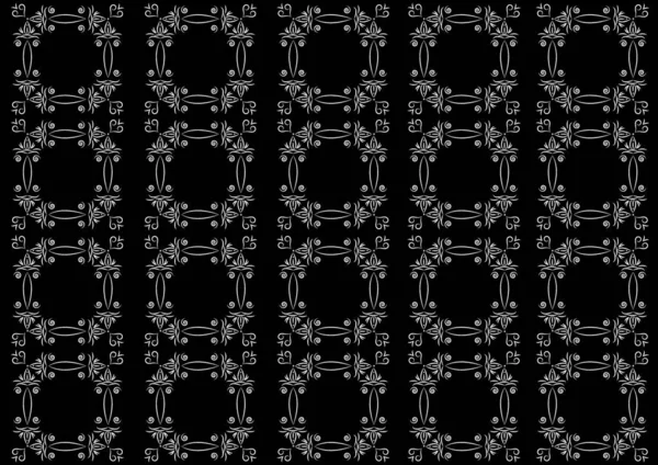 Візерунок Вінтажний Чорно Білий Візерунок Безшовний Монохромний Регулярний Квітковий Візерунок — стоковий вектор