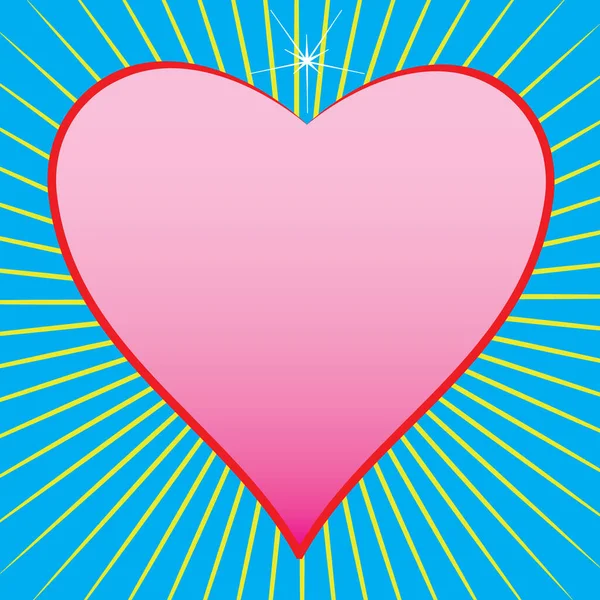 Röd Ram Rosa Hjärtform Med Strålar Blå Himmel Abstrakt Kärlek — Stock vektor