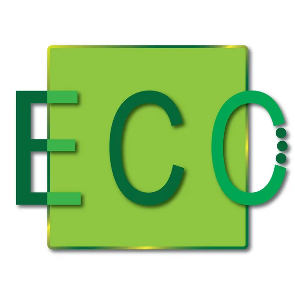 エコグリーンベクトルアイコンバナー アルファベットのアイコン フレームオブジェクトの分離とエコラベルのEpsイラストデザイン — ストックベクタ