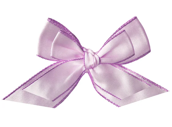 Двойной Мягкий Розовый Праздничный Бант Ткань Фиолетовая Лента Фиолетовой Каймой — стоковое фото