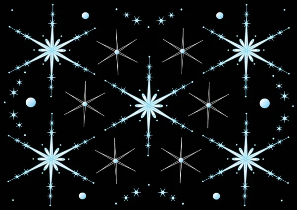 Winter Patterned Illustration Snowflakes Patterned Dark Background Wrapping Paper Black — Stock Vector