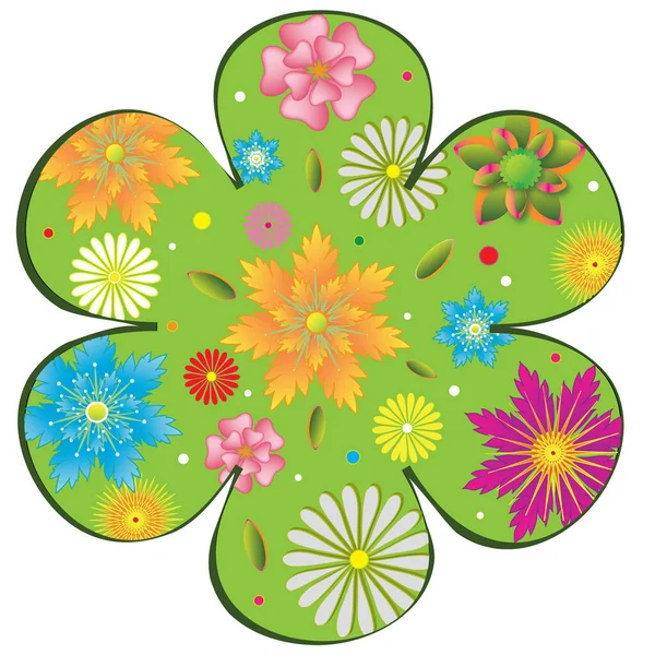 Une Belle Fleur Remplie Mélange Fleurs Grande Illustration Vectorielle Prairie — Image vectorielle
