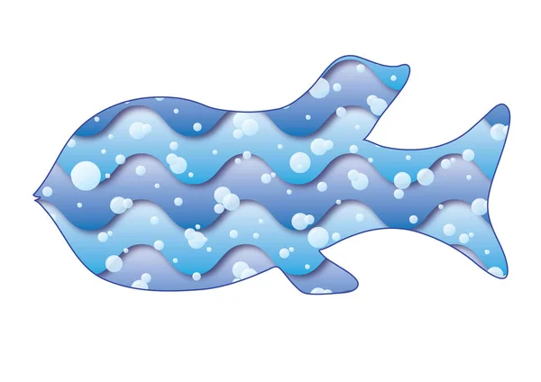 Синяя Рыба Водяным Узором Пузырями — стоковый вектор