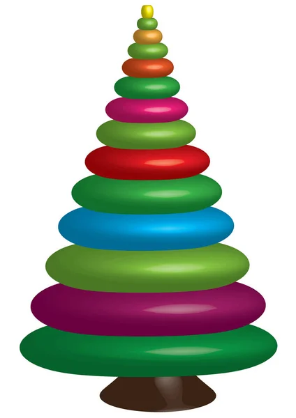 Ilustración Árbol Navidad Colorido Árbol Navidad Con Color Rojo Verde — Vector de stock