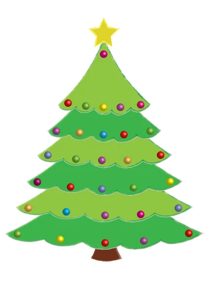 Árvore Decorada Natal Isolado Branco Objeto Decorativo Uma Árvore Verde — Vetor de Stock