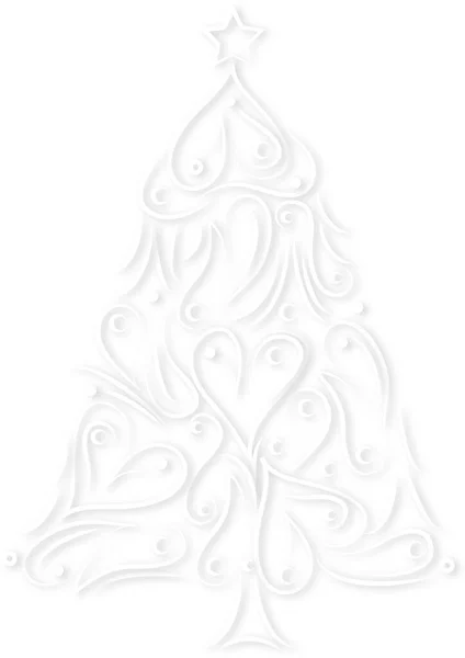 Vintage Schneebedeckter Weihnachtsbaum Auf Weißem Hintergrund Vektor Illustration Des Weihnachtsbaumschmucks — Stockvektor