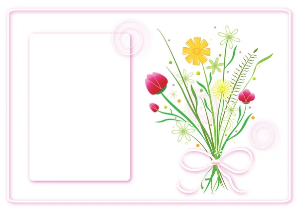 Cartes Postales Tendres Avec Bouquet Fleurs Colorées Carte Vœux Décorative — Image vectorielle