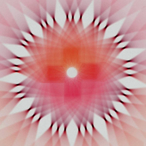 正方形の形式で 円形のクロスとヨガの夢曼荼羅 赤紫色の散乱光と楽観的な曼荼羅の創造的なイラスト 白い背景と繊細な質感の効果 — ストック写真