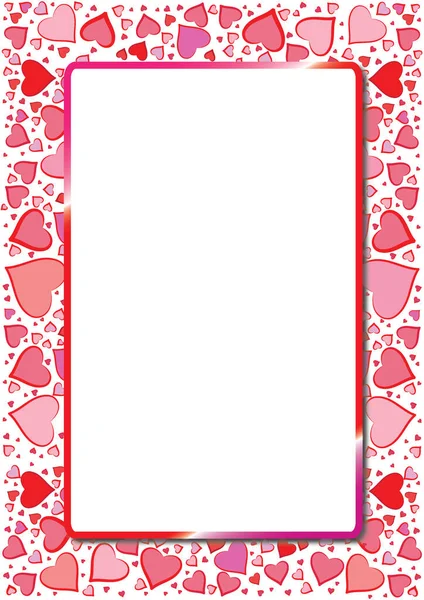 Red Pink Frame Hearts Valentines Day Greeting Card Love Red — Stock Vector