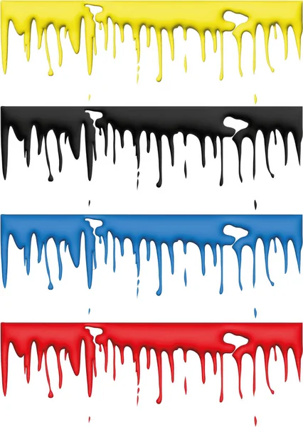 Zestaw Płynnych Trójwymiarowych Granic Atramentu Kolekcja Kolorowych Błyszczących Plastikowych Mokrych — Wektor stockowy