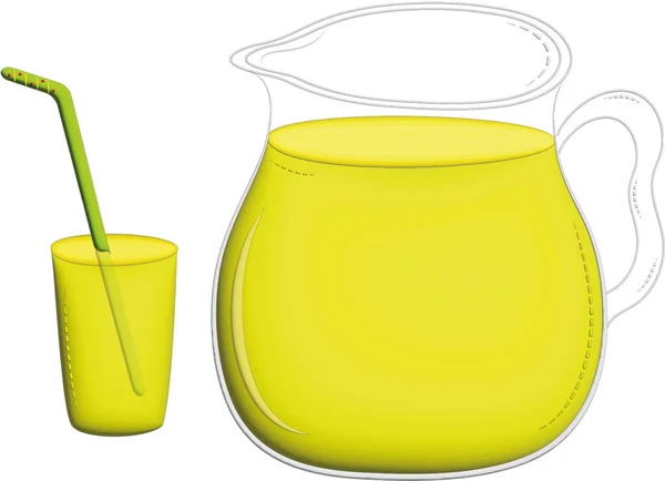 Jug Lime Lemon Pumpkin Juice Fruity Citrus Fresh Drink Glass — Stock Vector