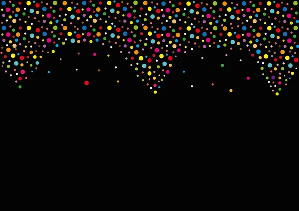 Abstrakter Hintergrund Mit Gepunkteten Farben Buntes Konfetti Auf Schwarzem Hintergrund — Stockvektor