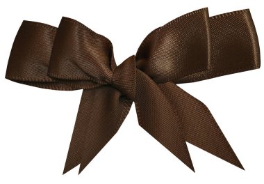 Erkekler çift yay, beyaz nesne yalıtılmış. Beyaz arkaplanda kahverengi ipek kurdele izole edilmiş.